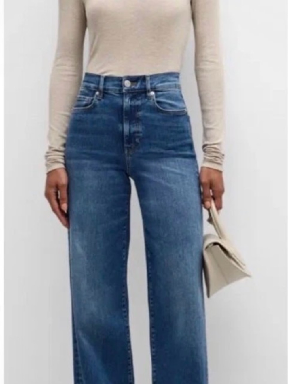 Frame Denim Wide-Leg High-Rise Jeans in Blue